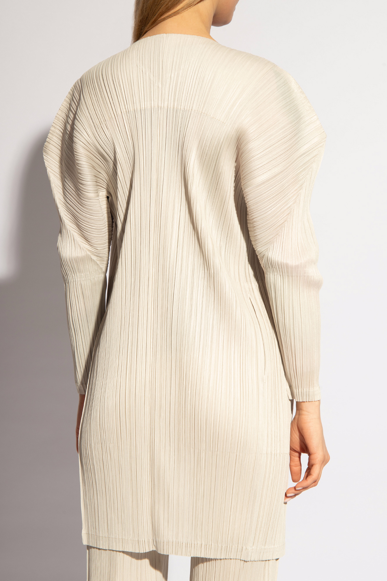 Cream Pleated cardigan Pleats Please Issey Miyake